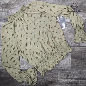 Worthington Long Sleeve Ruched Neck Blouse Size S